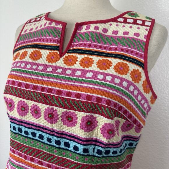 Talbots Dress Women Size 8P Colorful Stripes Sleeveless Sheath Resort Preppy - Picture 6 of 13